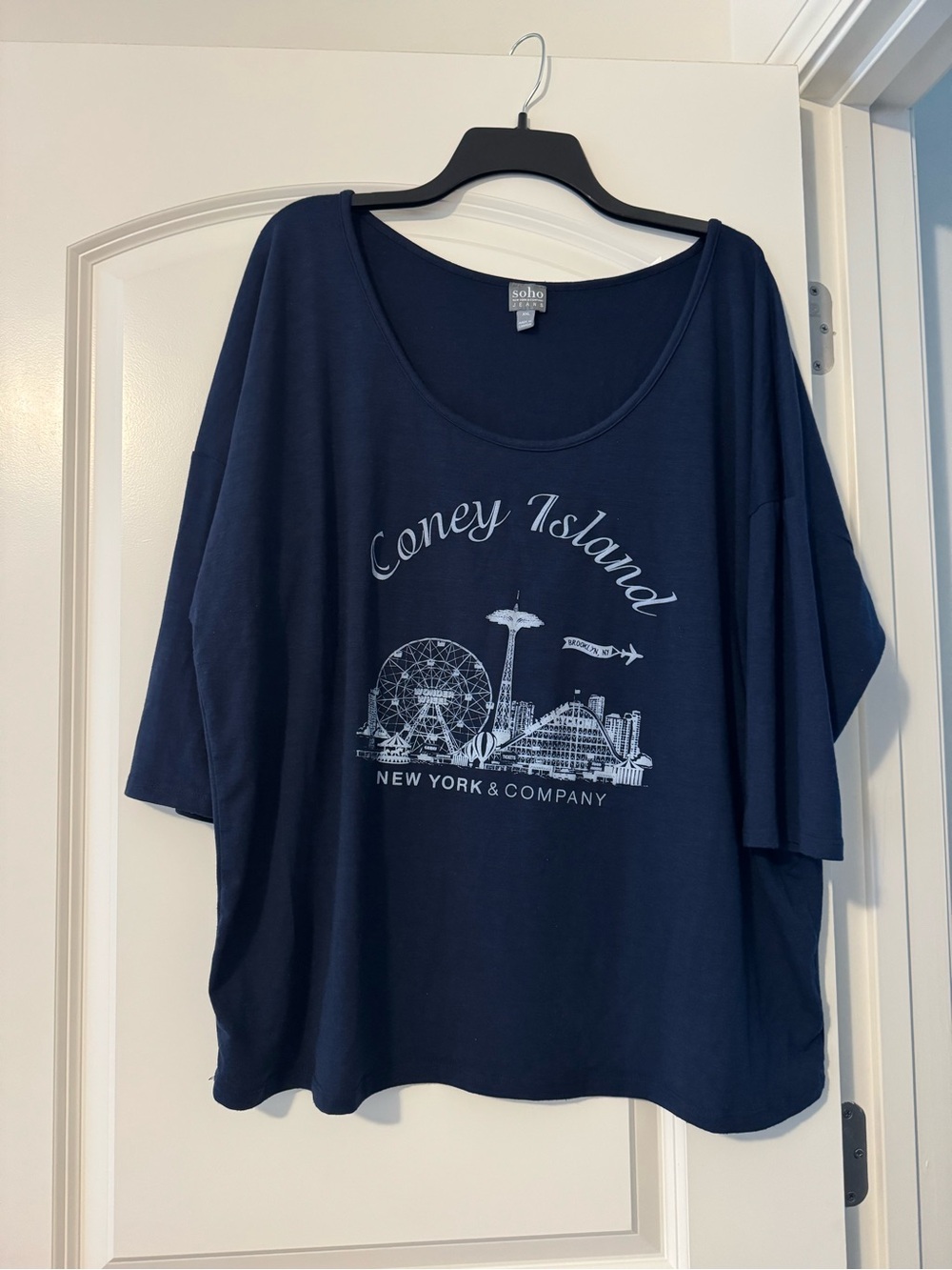 Soho Navy Graphic Tee with White Logo